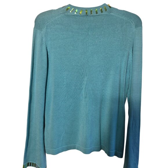 Y2K Silk Blend Large Coastal Grandma Embellished Top Deadstock Holiday - Picture 4 of 9